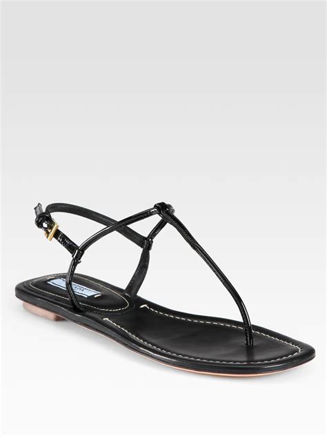 prada thong sandal|Black Patent leather thong sandals .